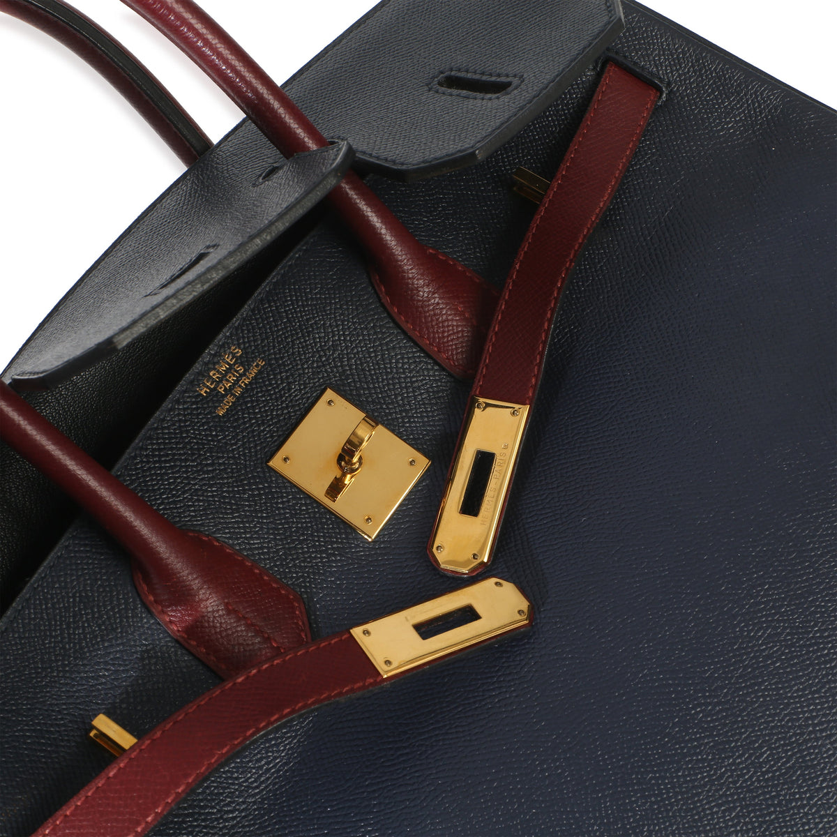 Hermès Vintage Rouge H Bleu Marine Courchevel Birkin 35 GHW Handbag av