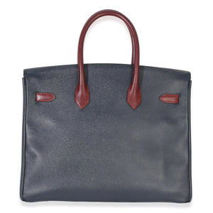 Hermès Vintage Rouge H Bleu Marine Courchevel Birkin 35 GHW Handbag bv