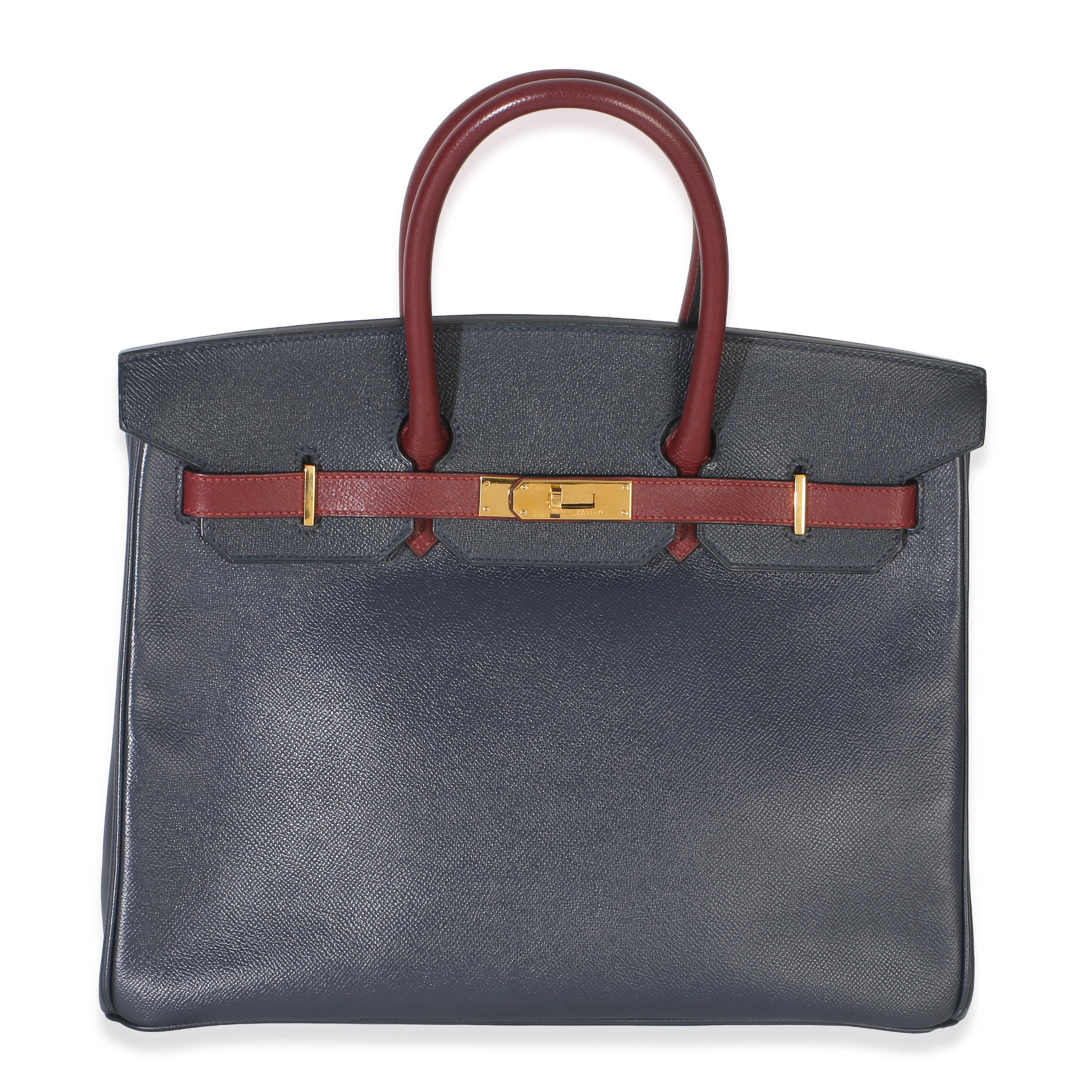 Hermès Vintage Rouge H Bleu Marine Courchevel Birkin 35 GHW Handbag fv