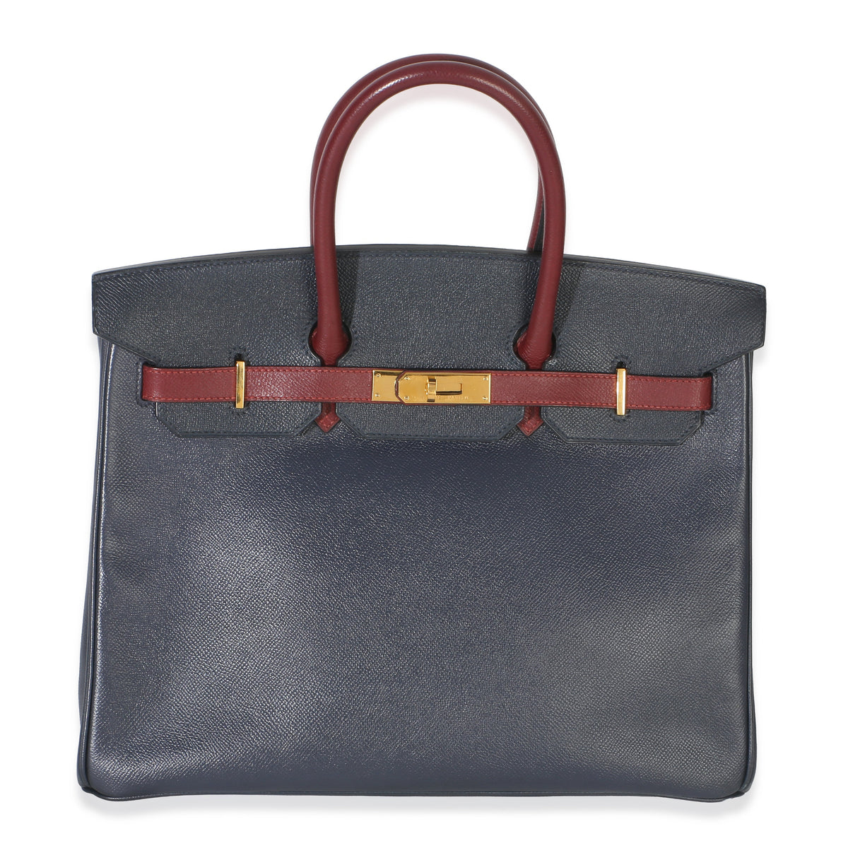 Hermès Vintage Rouge H Bleu Marine Courchevel Birkin 35 GHW Handbag fv
