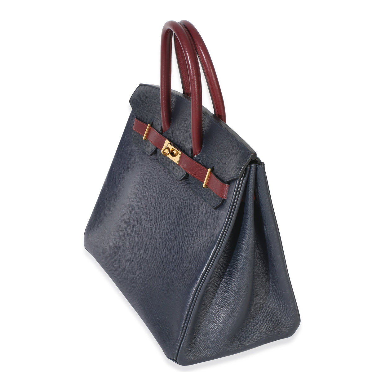 Hermès Vintage Rouge H Bleu Marine Courchevel Birkin 35 GHW Handbag sv