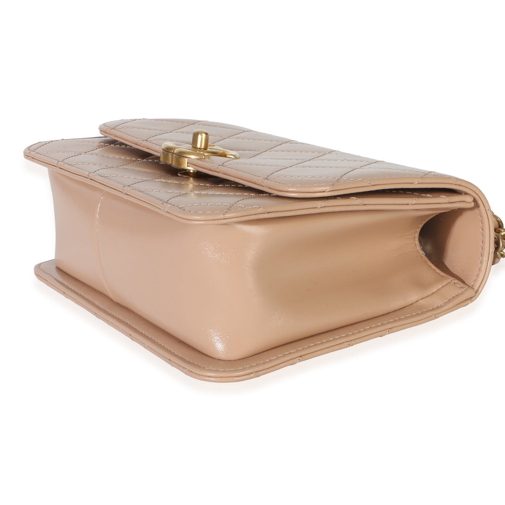 Chanel Beige Quilted Calfskin Mini Perfect Fit Flap Bag Handbag box