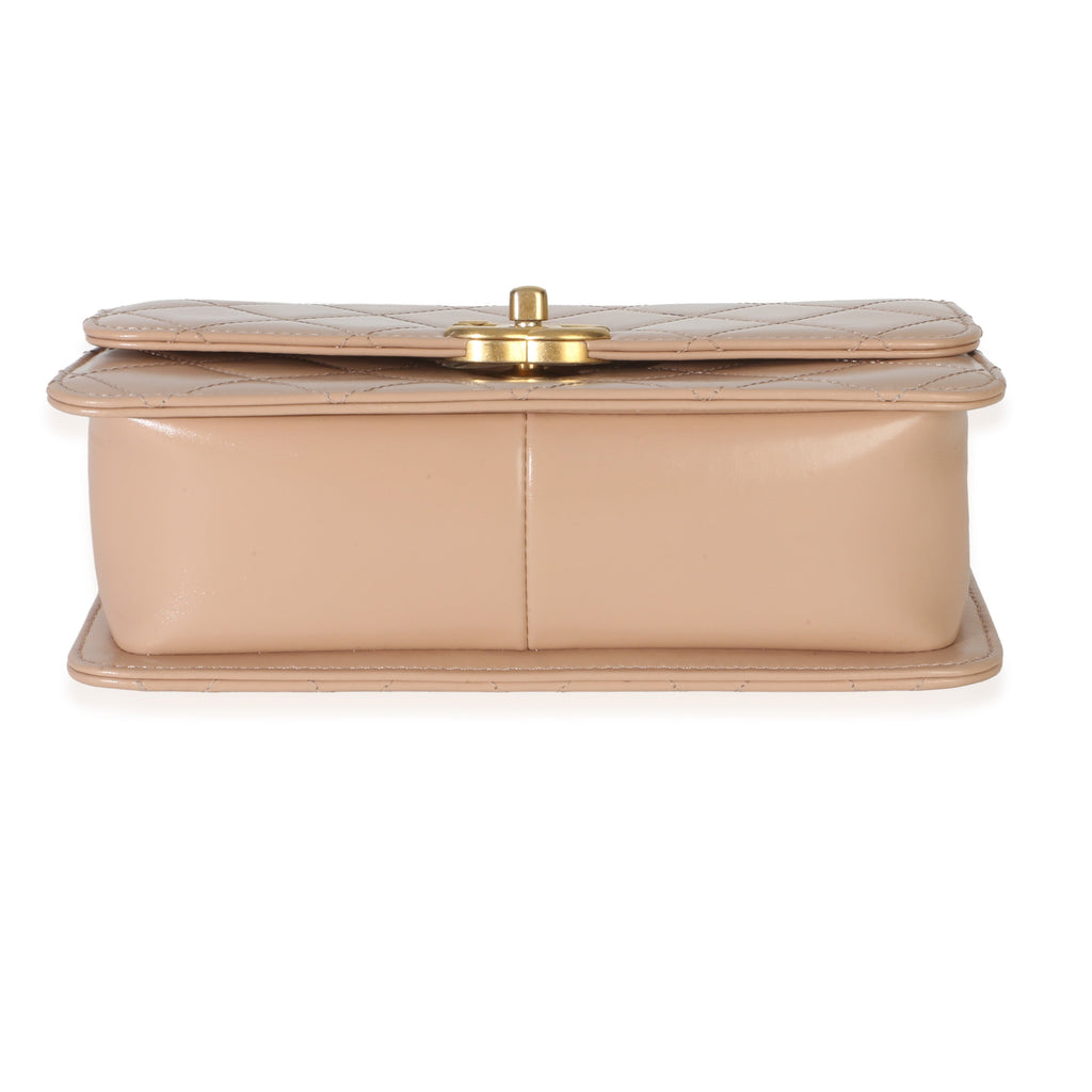 Chanel Beige Quilted Calfskin Mini Perfect Fit Flap Bag Handbag stamp