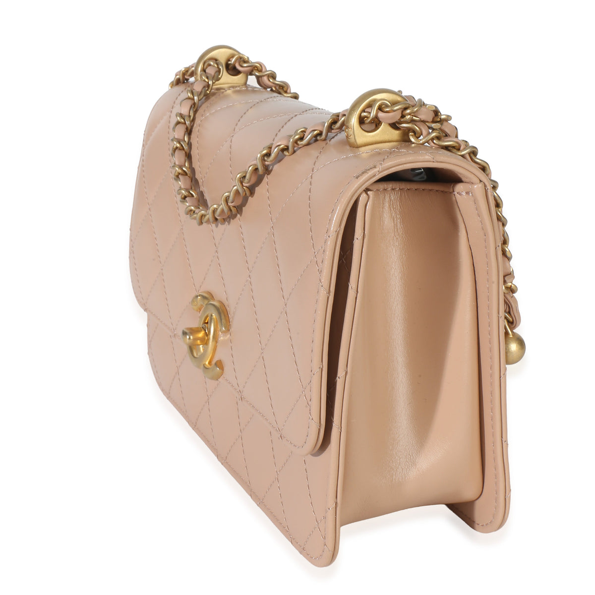 Chanel Beige Quilted Calfskin Mini Perfect Fit Flap Bag Handbag sv
