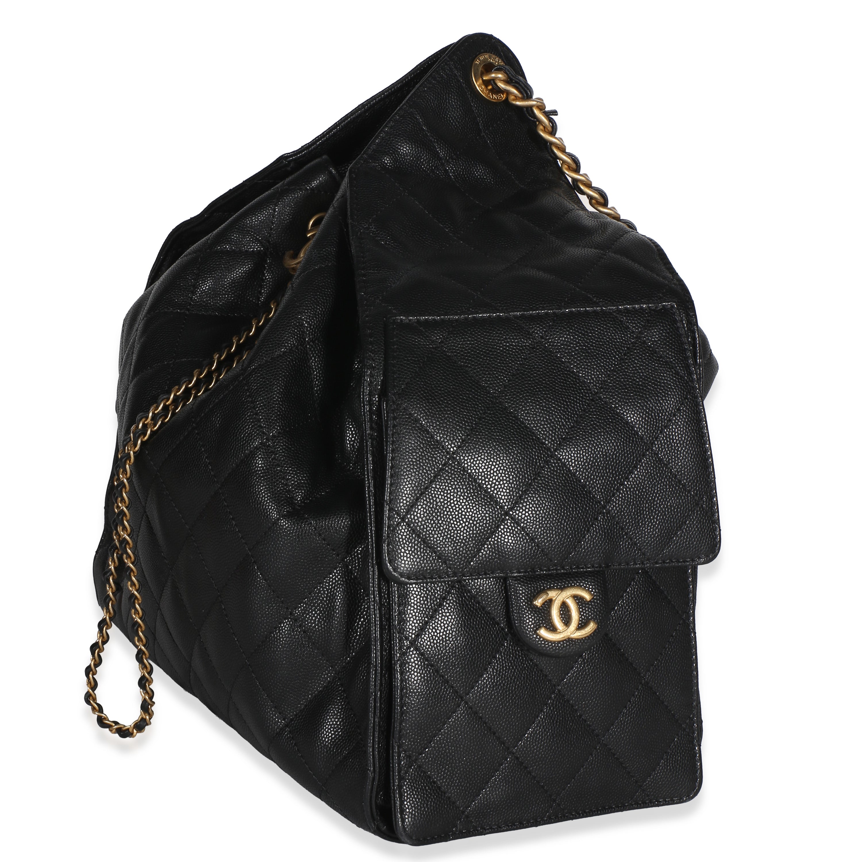Chanel Black Quilted Caviar Medium  25 Hobo Handbag 2
