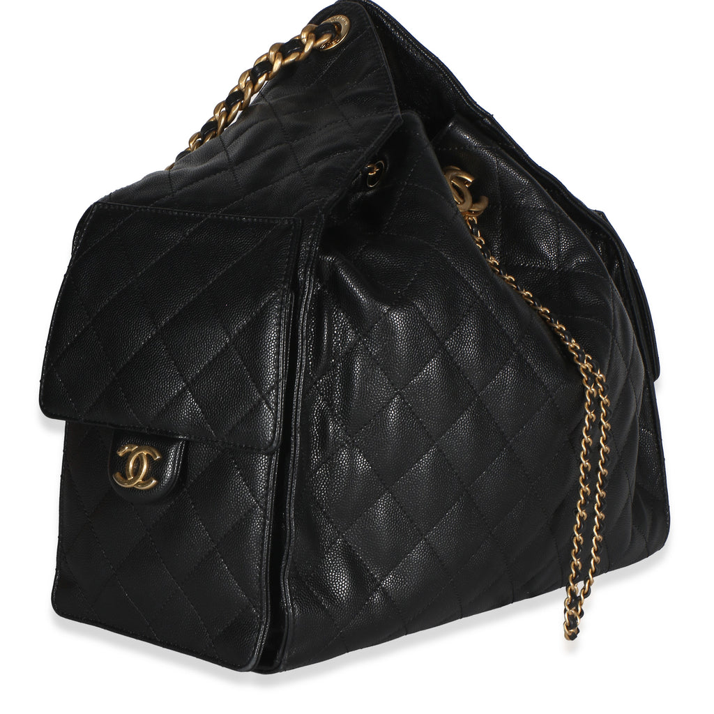 Chanel Black Quilted Caviar Medium  25 Hobo Handbag 3