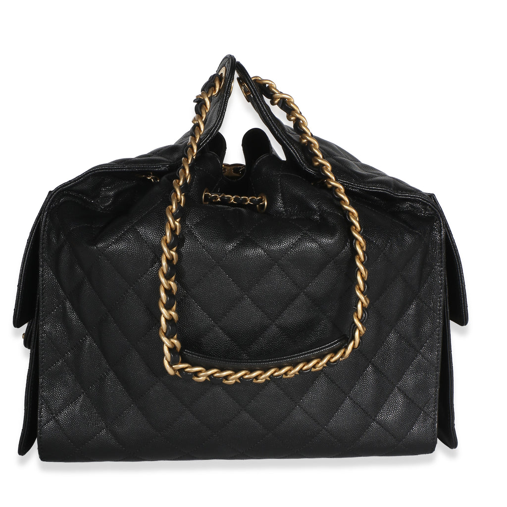 Chanel Black Quilted Caviar Medium  25 Hobo Handbag 4