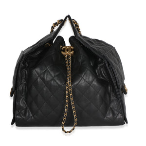 Chanel Black Quilted Caviar Medium  25 Hobo Handbag fv