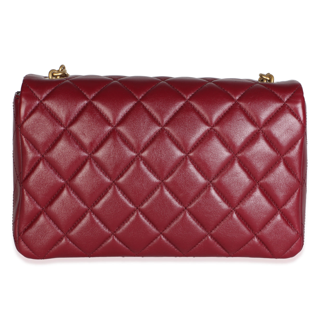 Chanel Burgundy Quilted Lambskin Flower CC Medium Flap Bag Handbag 4