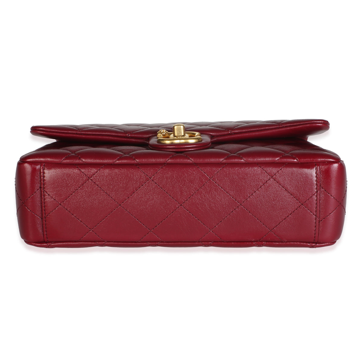 Chanel Burgundy Quilted Lambskin Flower CC Medium Flap Bag Handbag 5