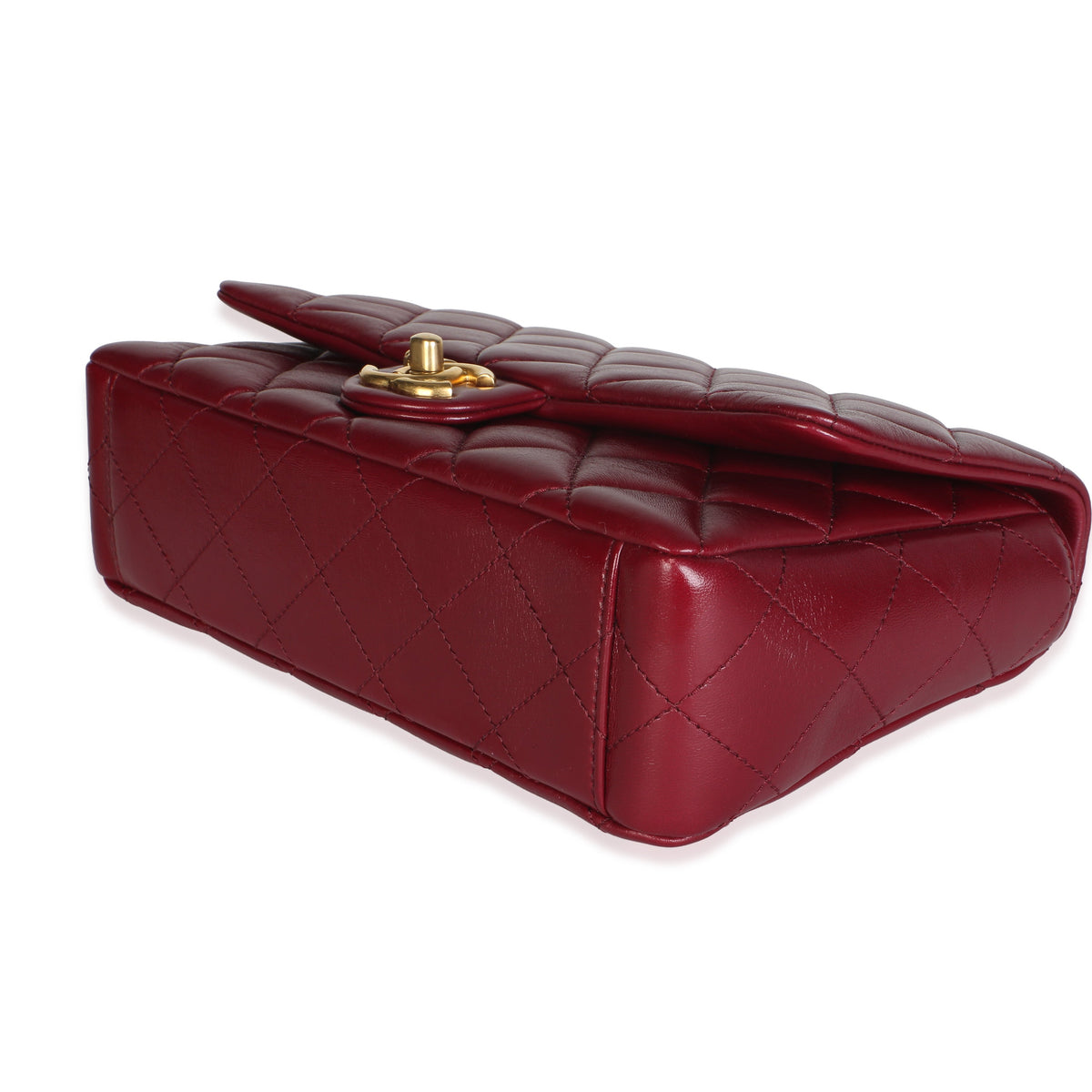 Chanel Burgundy Quilted Lambskin Flower CC Medium Flap Bag Handbag 6
