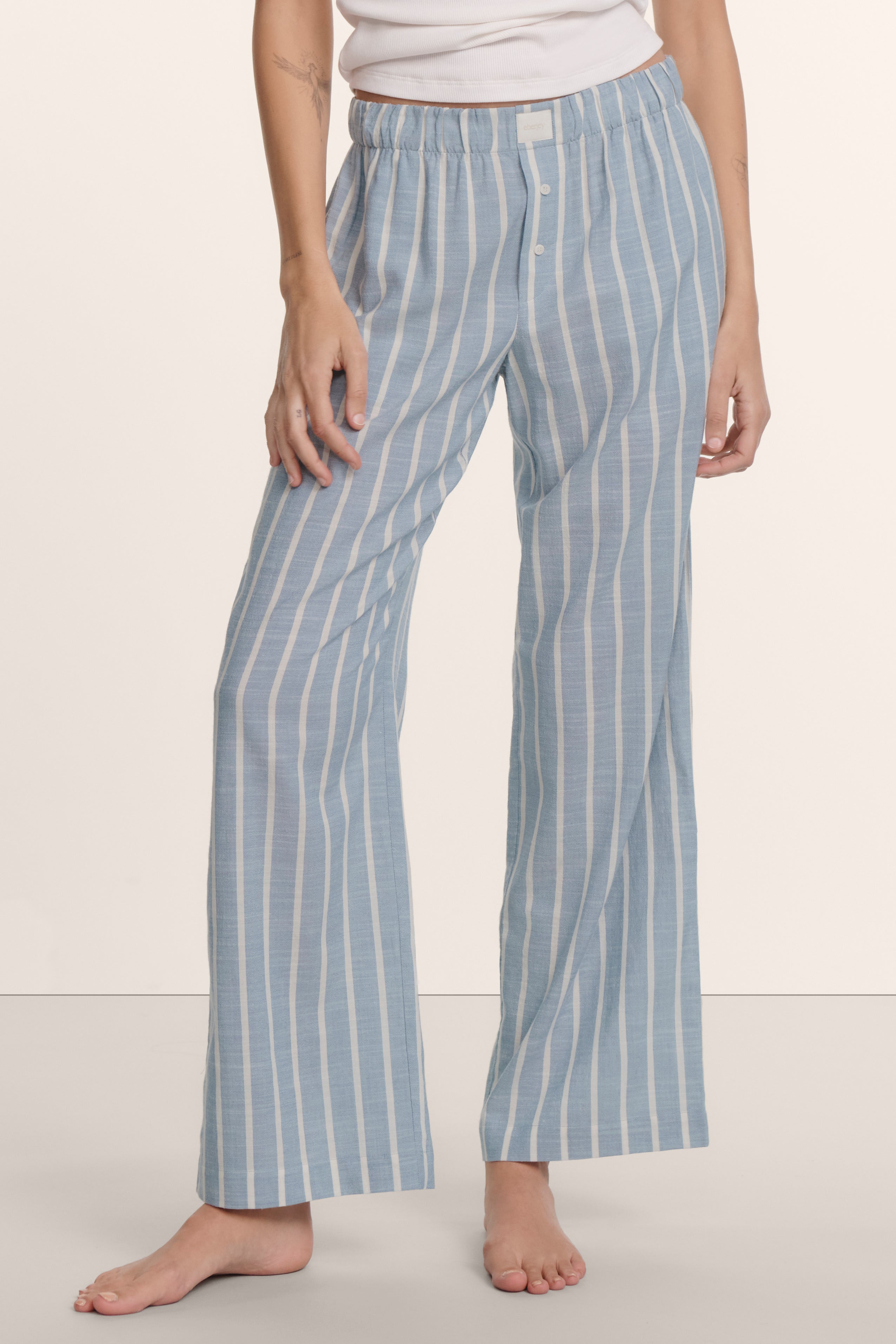 Nautico Boxer Pant in Classic Stripe Slate Blue/Ivory