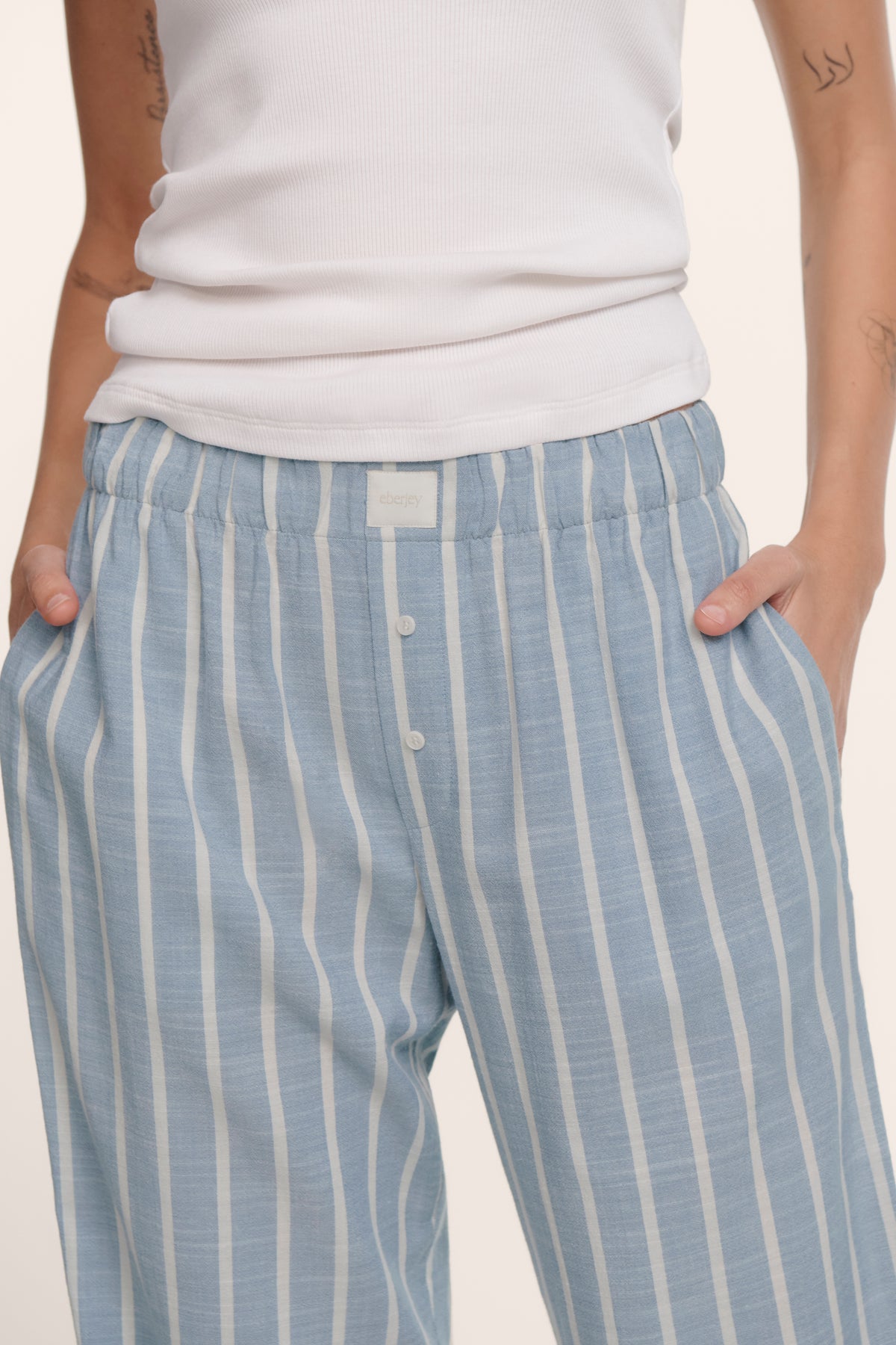 Nautico Boxer Pant in Classic Stripe Slate Blue/Ivory