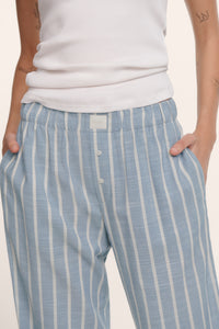 Nautico Boxer Pant in Classic Stripe Slate Blue/Ivory