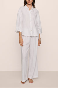 Linen Blend Relaxed Pant in White