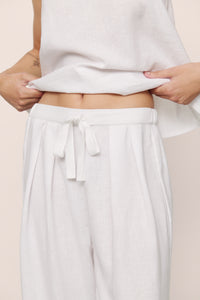 Linen Blend Relaxed Pant in White