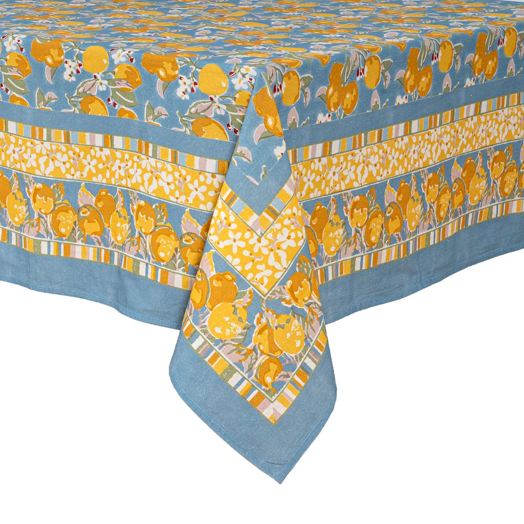 Citron Tablecloth in Bleu & Yellow
