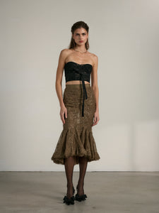 The Zapillo Skirt in Brown Fuzzy Lace