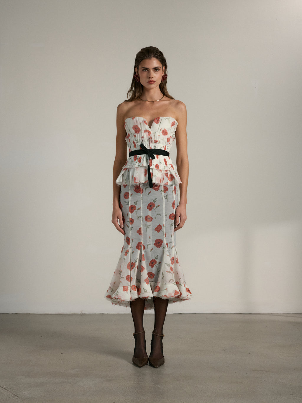 The Zapillo Skirt in Red Poppy Print
