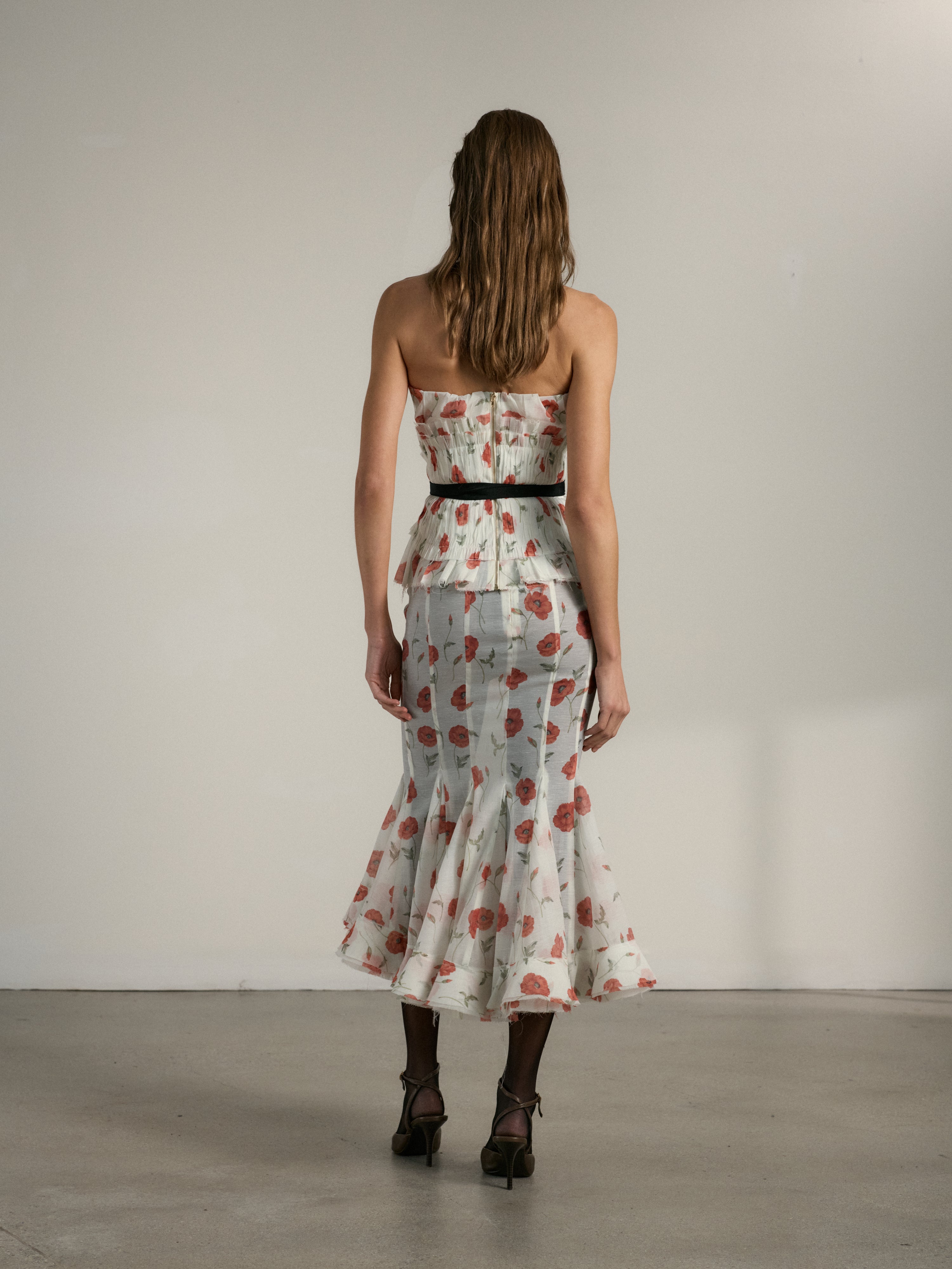 The Zapillo Skirt in Red Poppy Print