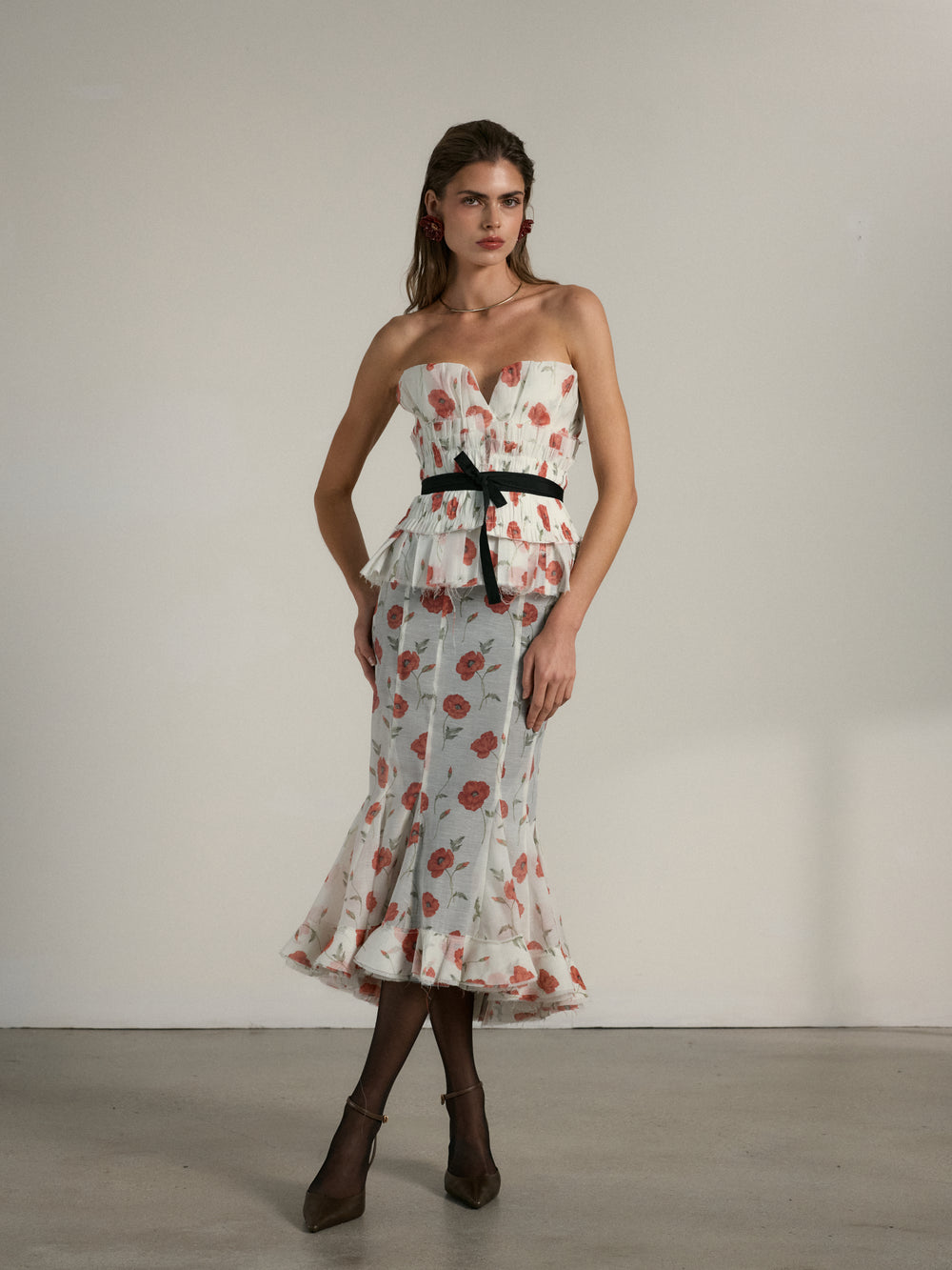 V. Chapman x Kristopher Brock Madrid Top in Red Poppy Print