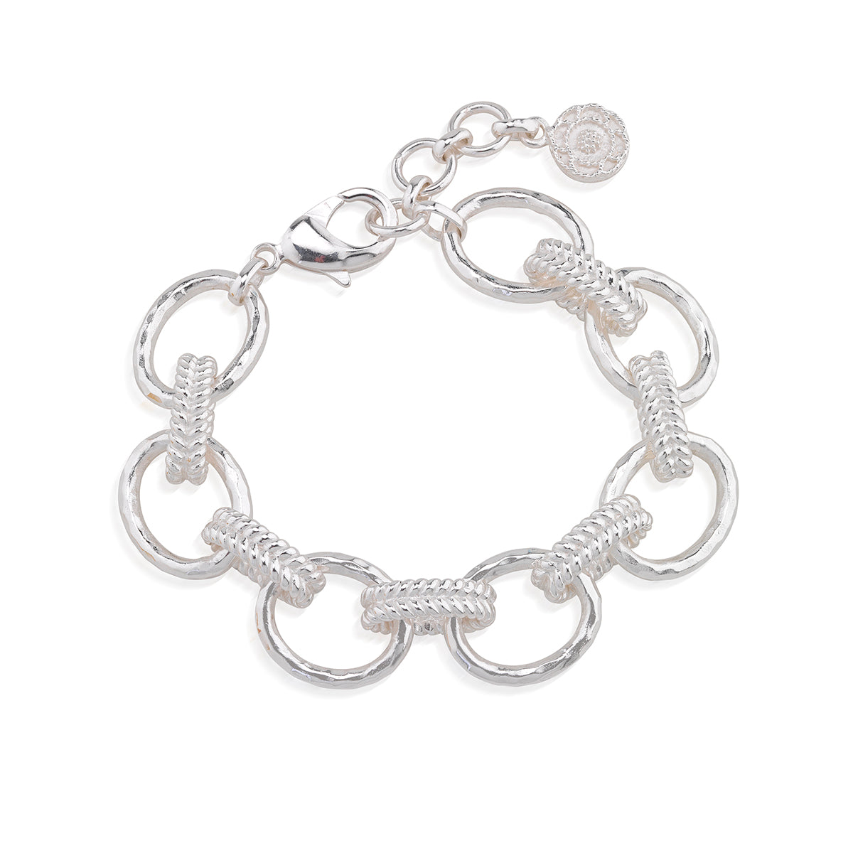 Cleopatra Regal Link Bracelet, 7"+ 1.5" in Silver