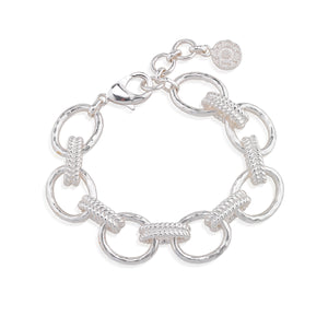 Cleopatra Regal Link Bracelet, 7"+ 1.5" in Silver