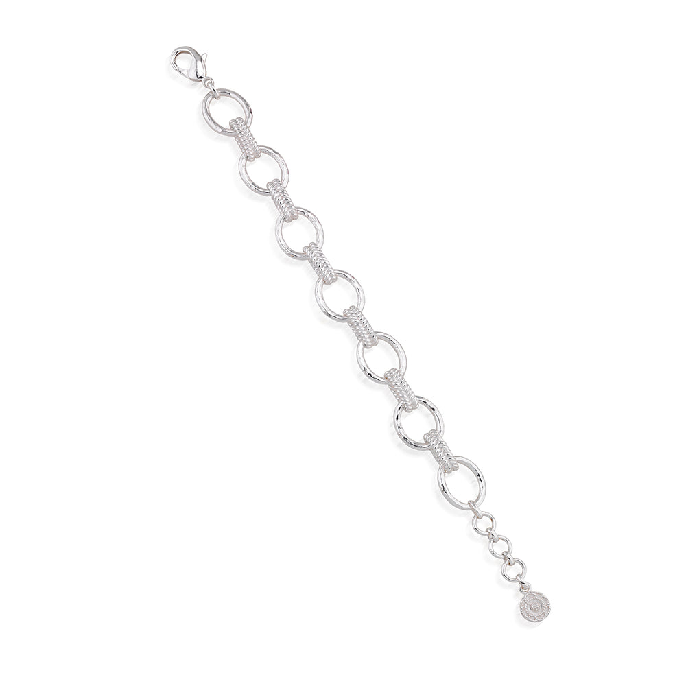 Cleopatra Regal Link Bracelet, 7"+ 1.5" in Silver