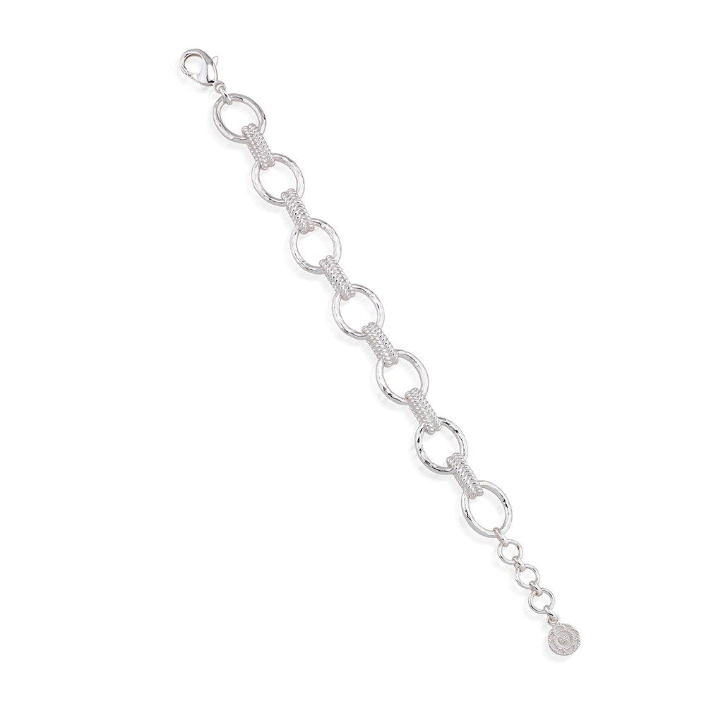 Cleopatra Regal Link Bracelet, 7"+ 1.5" in Silver