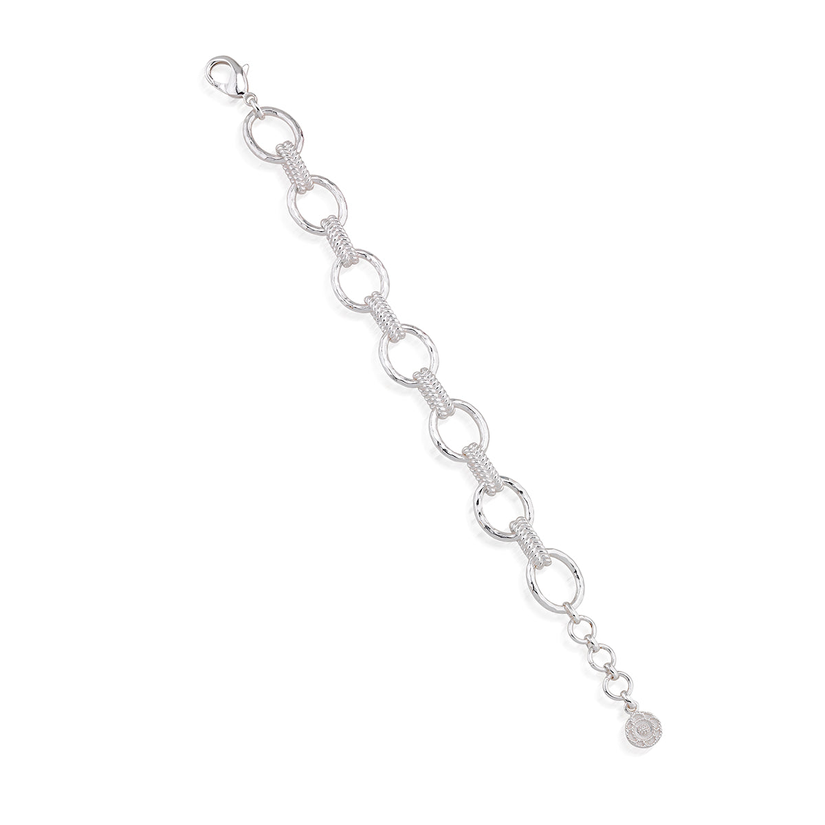 Cleopatra Regal Link Bracelet, 7"+ 1.5" in Silver