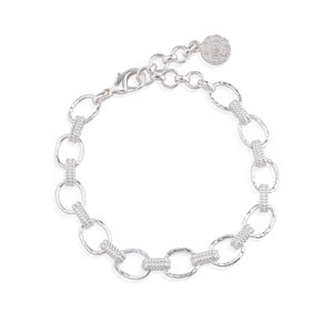 Cleopatra Small Link Bracelet, 7"+ 1.5" in Silver