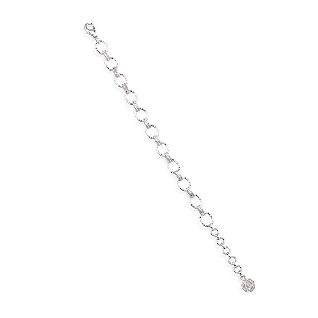 Cleopatra Small Link Bracelet, 7"+ 1.5" in Silver