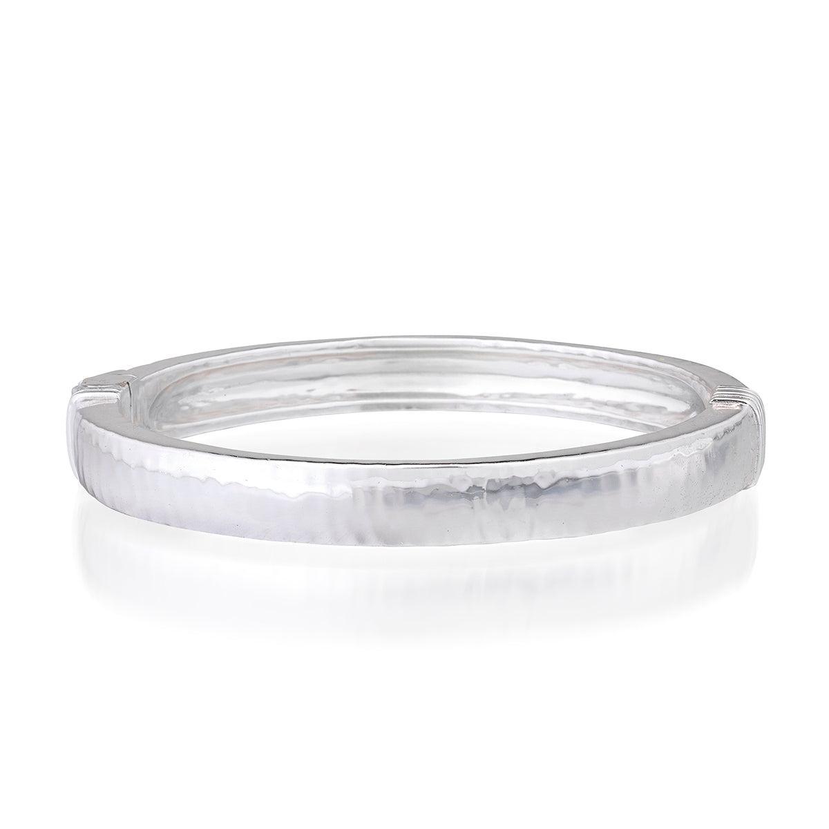 Cleopatra Oval Hinged Bangle in Silver