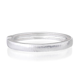 Cleopatra Oval Hinged Bangle in Silver