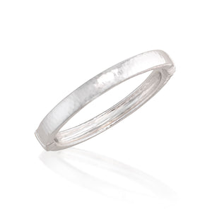 Cleopatra Oval Hinged Bangle in Silver
