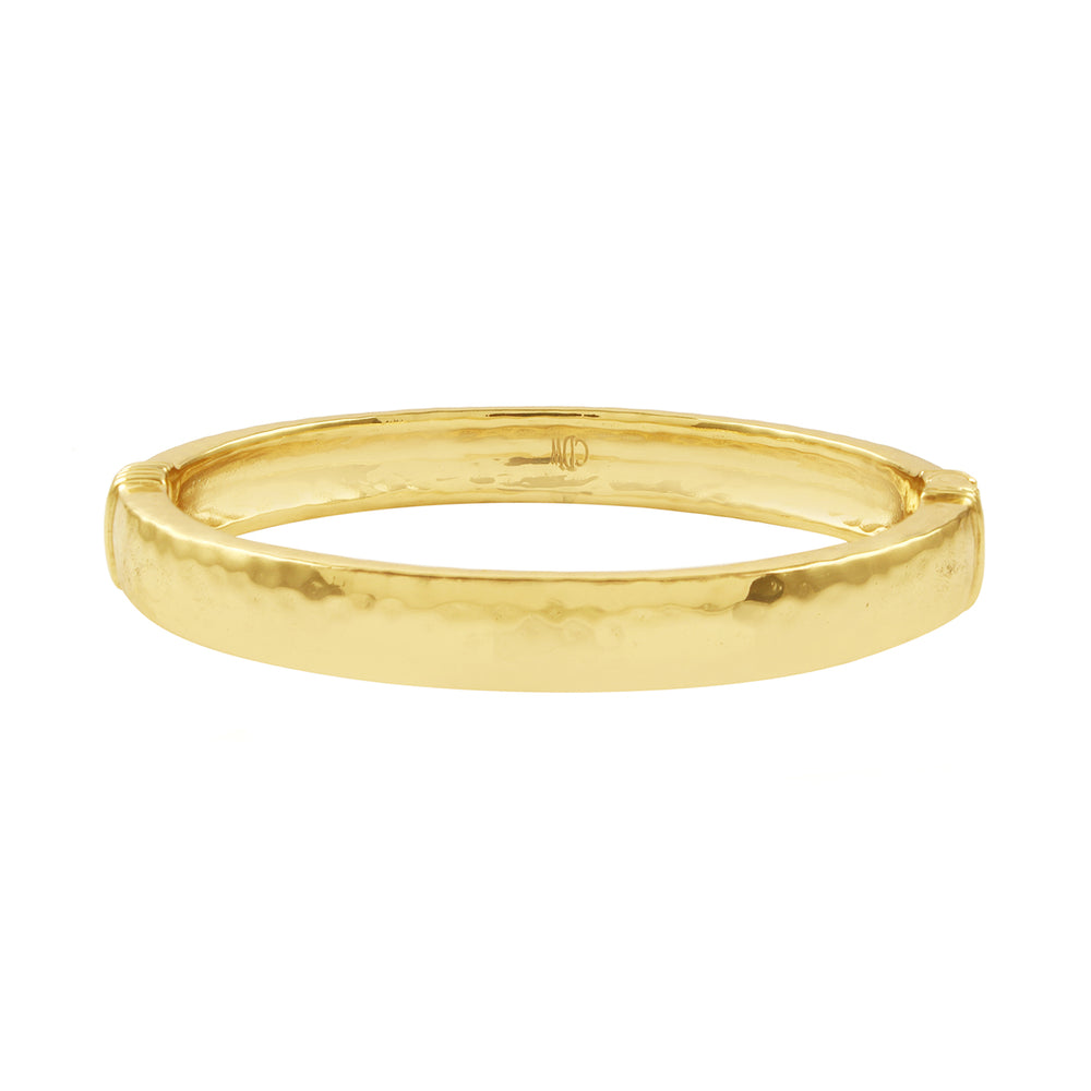 Cleopatra Oval Hinged Bangle in Hammered Gold
