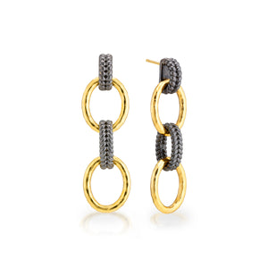 Cleopatra Regal Double Link Earrings in Gold/Midnight