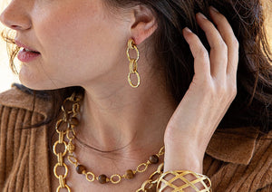 Cleopatra Regal Double Link Earrings in Gold