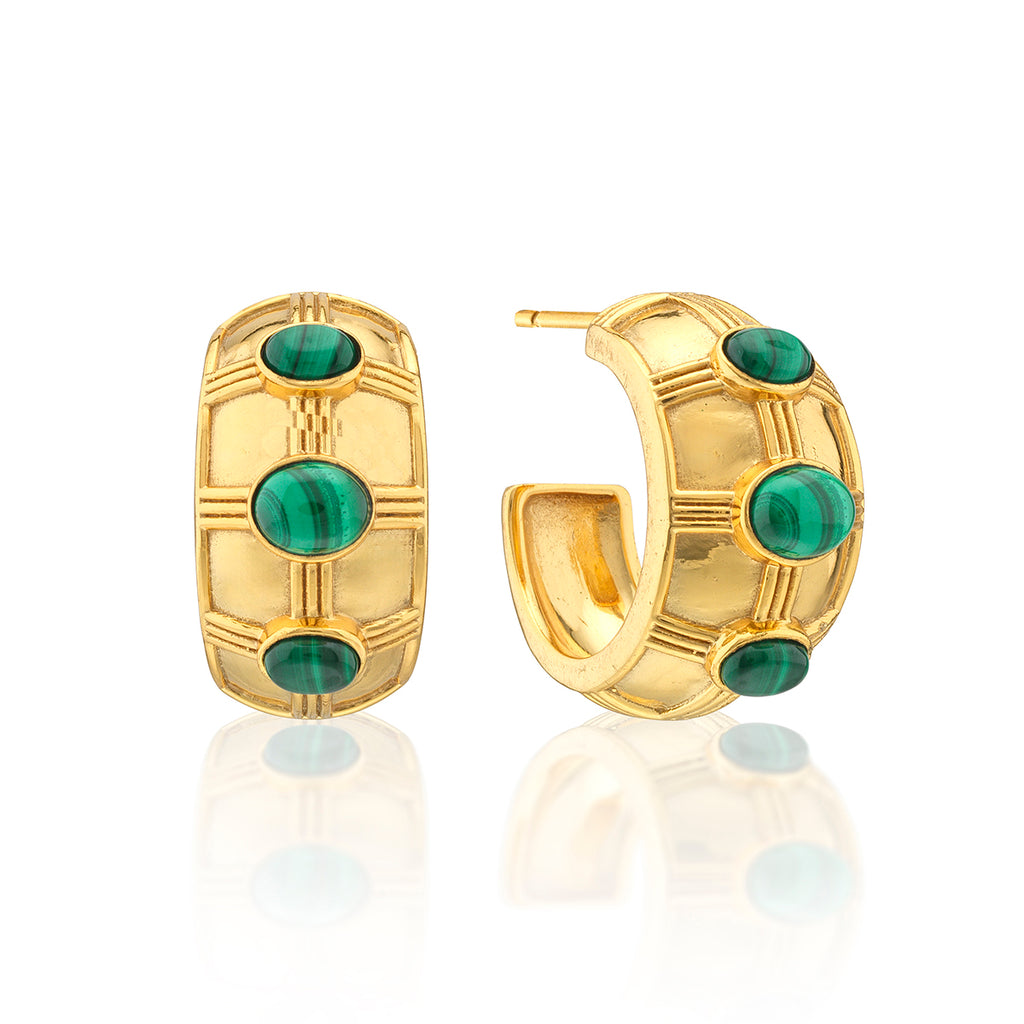 Cleopatra Bold Hoop Earrings in Malachite
