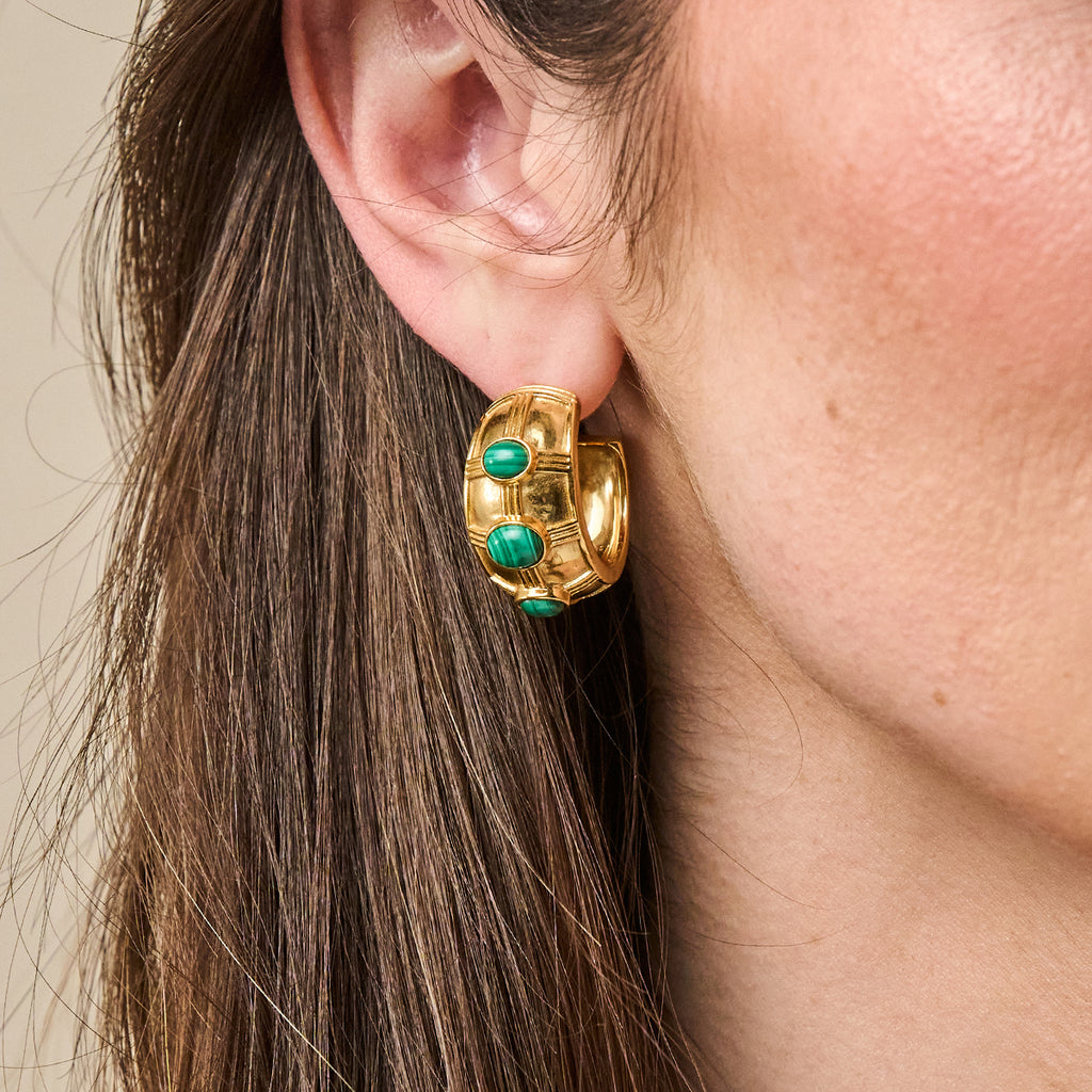 Cleopatra Bold Hoop Earrings in Malachite