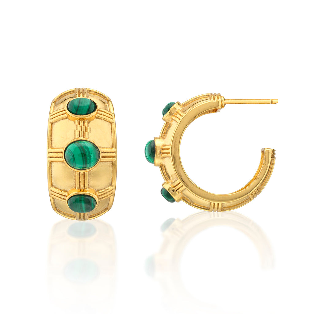 Cleopatra Bold Hoop Earrings in Malachite
