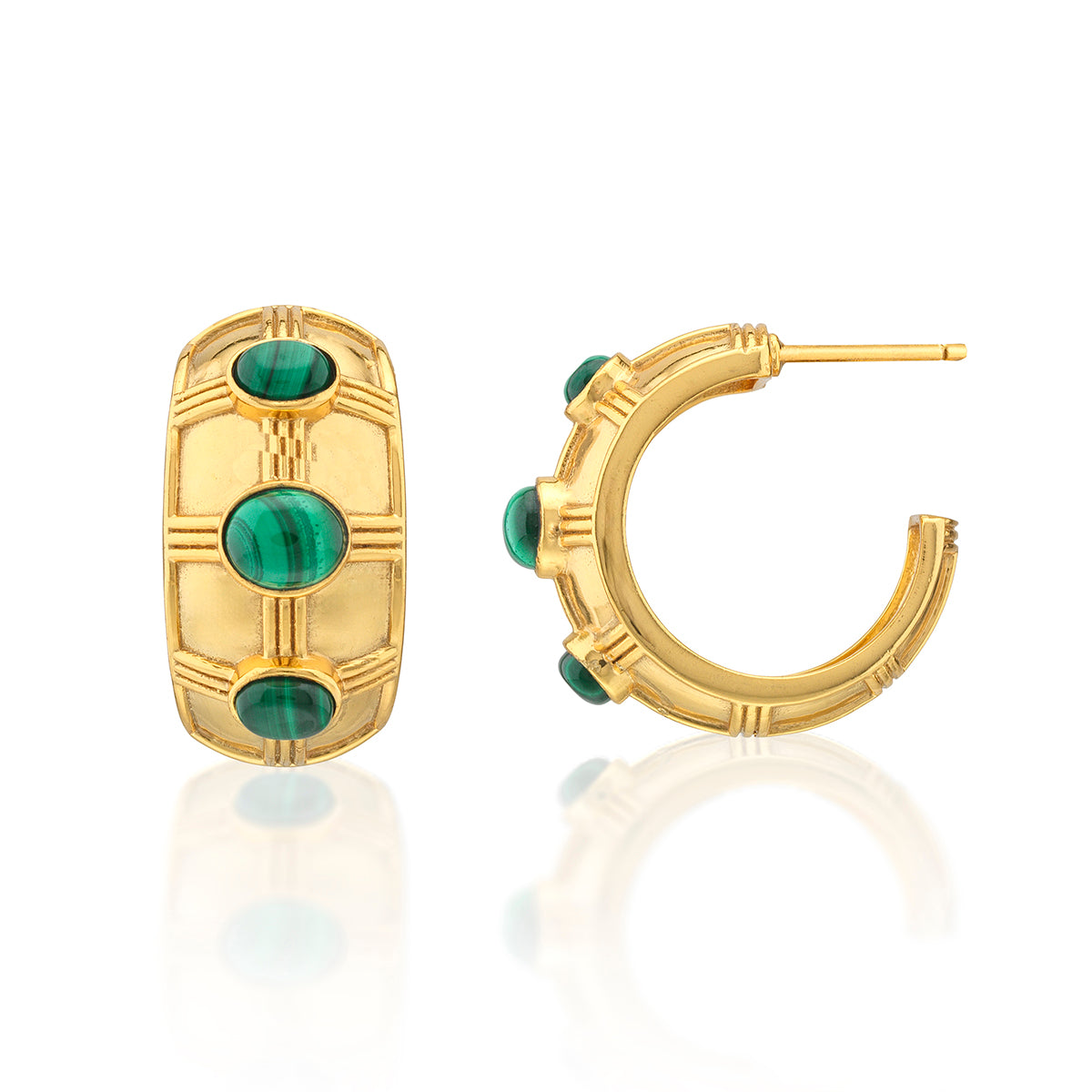 Cleopatra Bold Hoop Earrings in Malachite