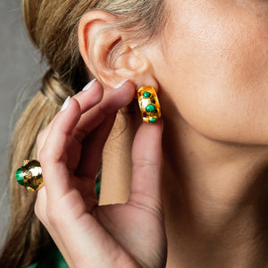 Cleopatra Bold Hoop Earrings in Malachite