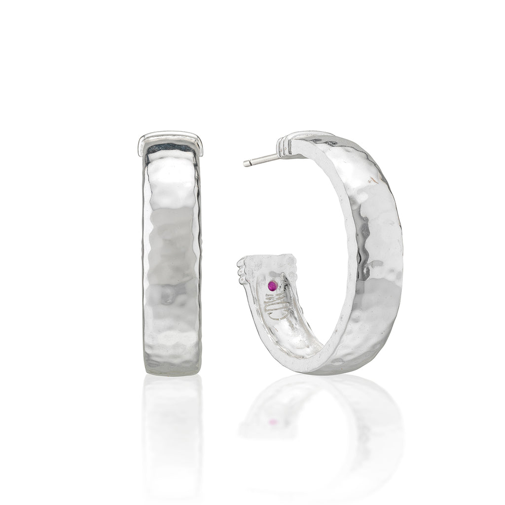 Cleopatra Classic Medium Hoop Earrings in Silver