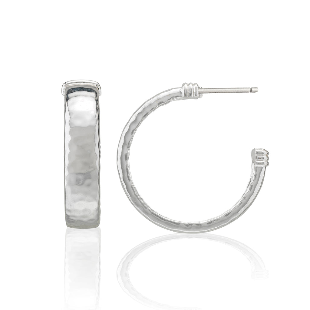 Cleopatra Classic Medium Hoop Earrings in Silver