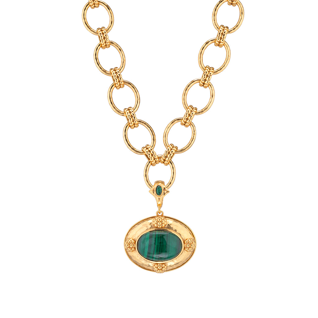 Cleopatra Removeable Pendant Necklace, 16"+ " in Malachite