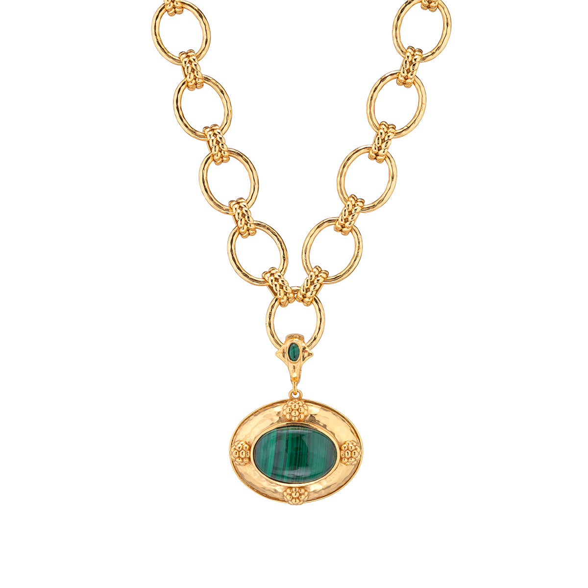 Cleopatra Removeable Pendant Necklace, 16"+ " in Malachite
