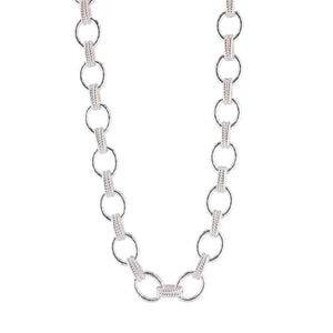 Cleopatra Regal Link Necklace, 16"+ 2" in Silver