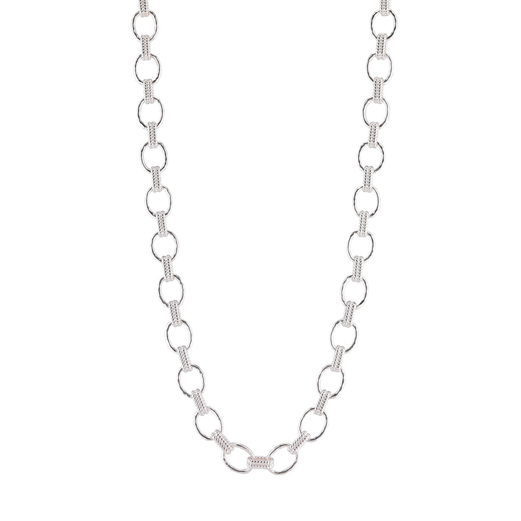 Cleopatra Small Link Necklace, 16"+ 2" in Silver