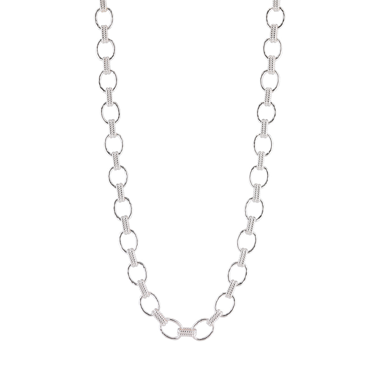 Cleopatra Small Link Necklace, 16"+ 2" in Silver
